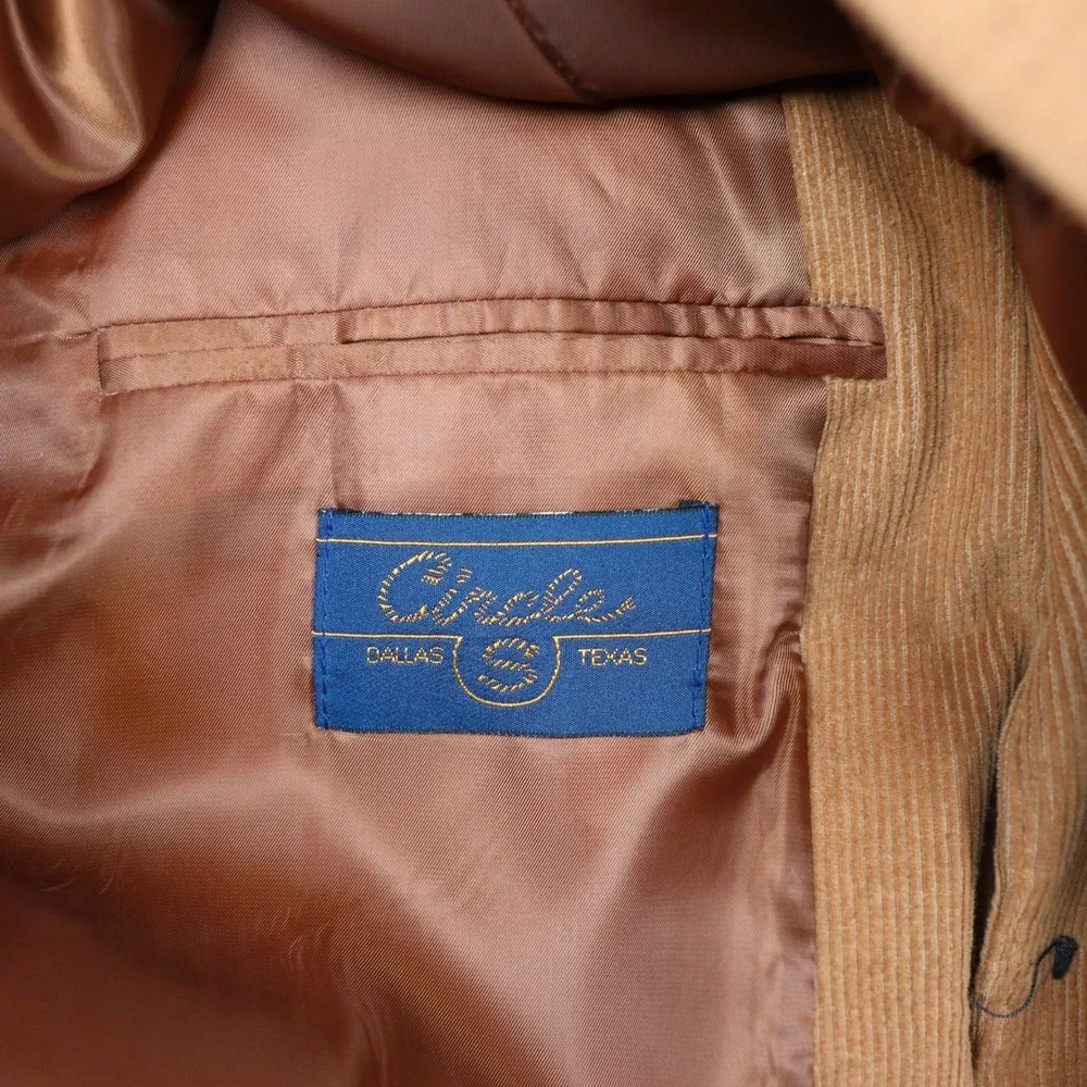 Circle S Mens Tan Corduroy Western Blazer Sport Coat Elbow Patches 44R Vintage